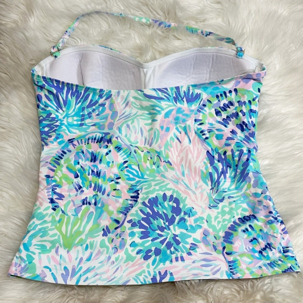 Lilly Pulitzer Womens Flamenco Tankini Top Size 12 Halter Swimsuit Beach Resort - Picture 2 of 4
